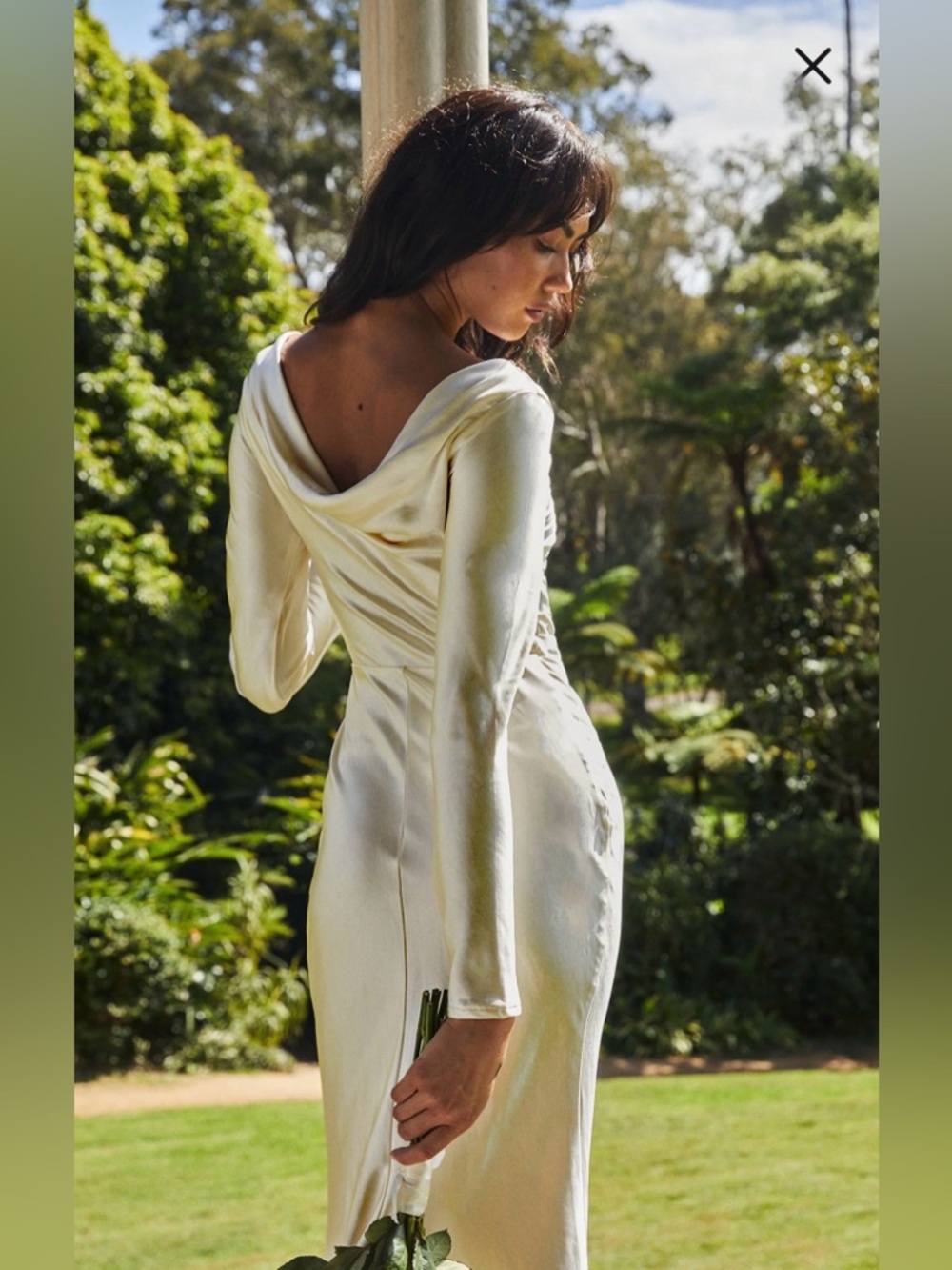 Loveland Cowl Back Midi Dress Oyster NWT - Picture 2 of 8